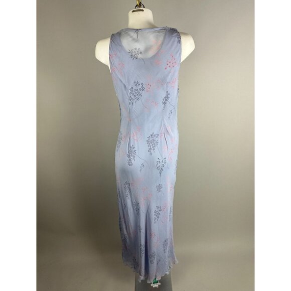 Vtg 90s April Cornell Trading Lavender Purple Slinky Mesh Floral Cowl Neck Dress - Picture 2 of 7